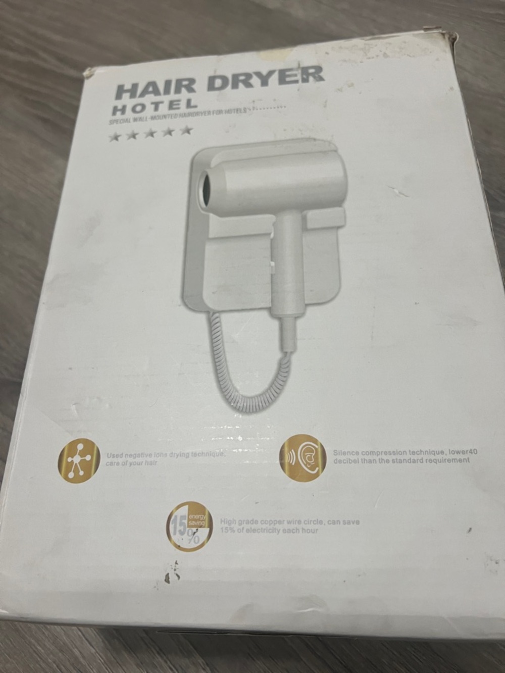 Hotel Wall-Mount Hair Dryer - White